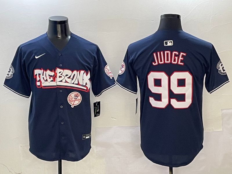 Men New York Yankees #99 Judge Drak Blue four generations Joint Name 2025 Nike MLB Jersey style 4117